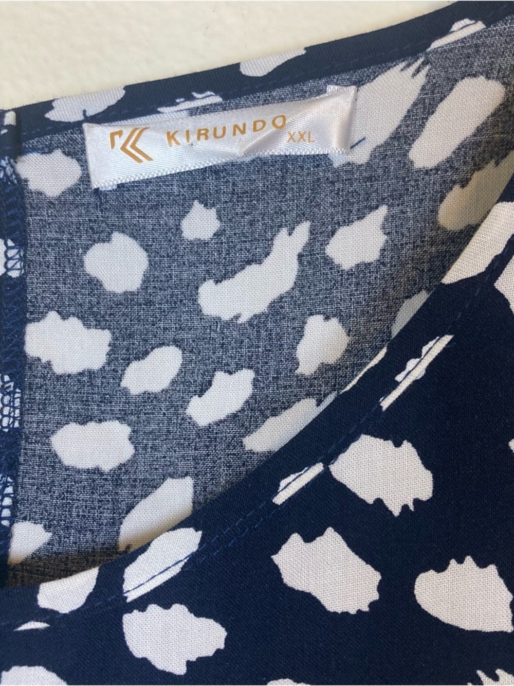 KIRUNDO Navy Abstract Print Babydoll Dress XXL Flowy - Picture 2 of 10